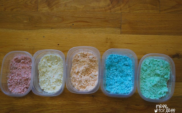 Colorful sand dough - 3 ingredient sensory play recipe