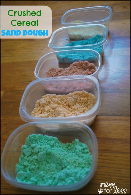 Crushed Cereal Sand Dough - This simple sensory recipe uses just a few ingredients and is so much fun to play with. Kids love the soft and moldable texture.