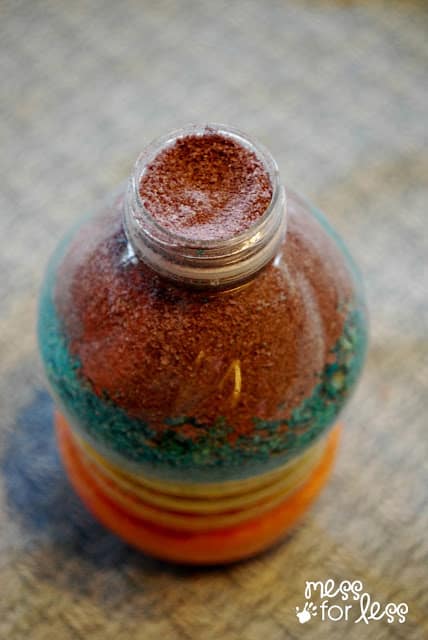 Rainbow bottle made with crushed cereal