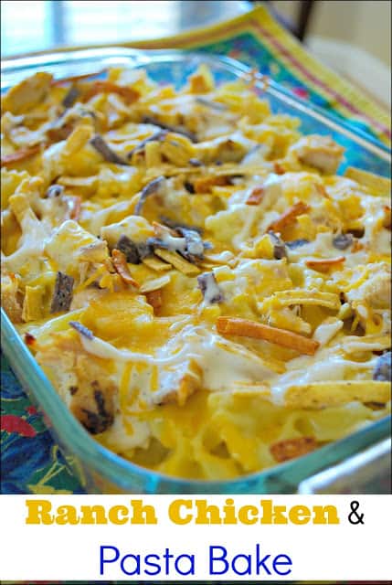 Ranch Chicken and Pasta Bake - the perfect easy family meal. The cheesy chicken and ranch flavor make this a winner!