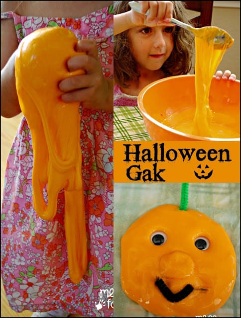 Halloween Gak - This gak is super fun and easy to make. Add some googly eyes and pipe cleaners to create pumpkins.