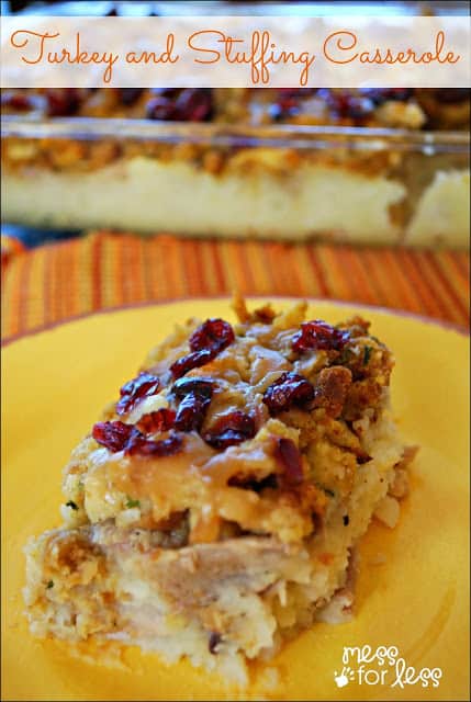 Thanksgiving Dinner Casserole - This turkey and stuffing casserole combines your favorite Thanksgiving flavors in an easy dish. #QuickFixCasseroles #sponsored