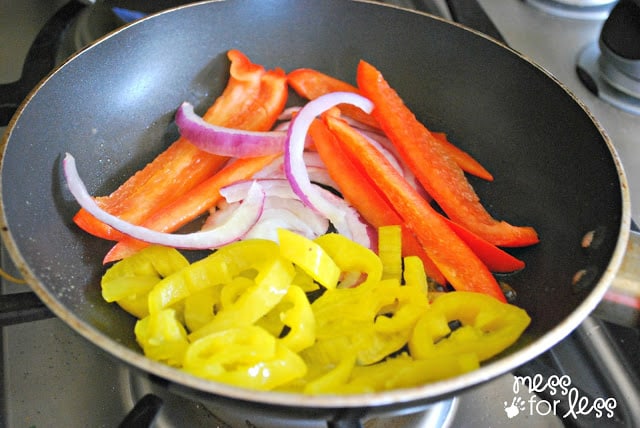 peppers in a frying pan