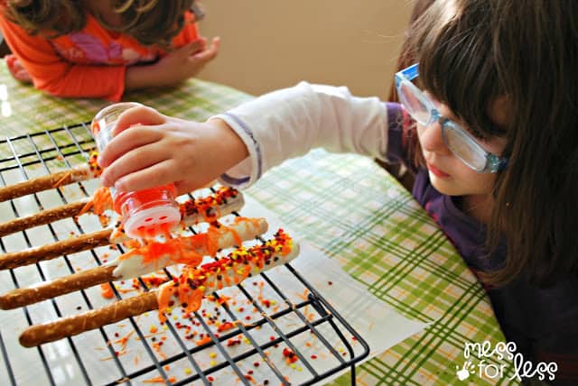 decorating pretzels