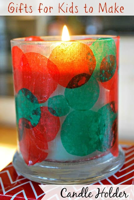 Gifts for Kids to Make - Candle Holder. This kids Christmas craft is simple gift a child can give to a grandparent, teacher etc...