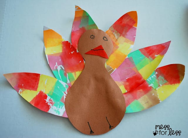 Tissue Paper Turkey Kids Craft 