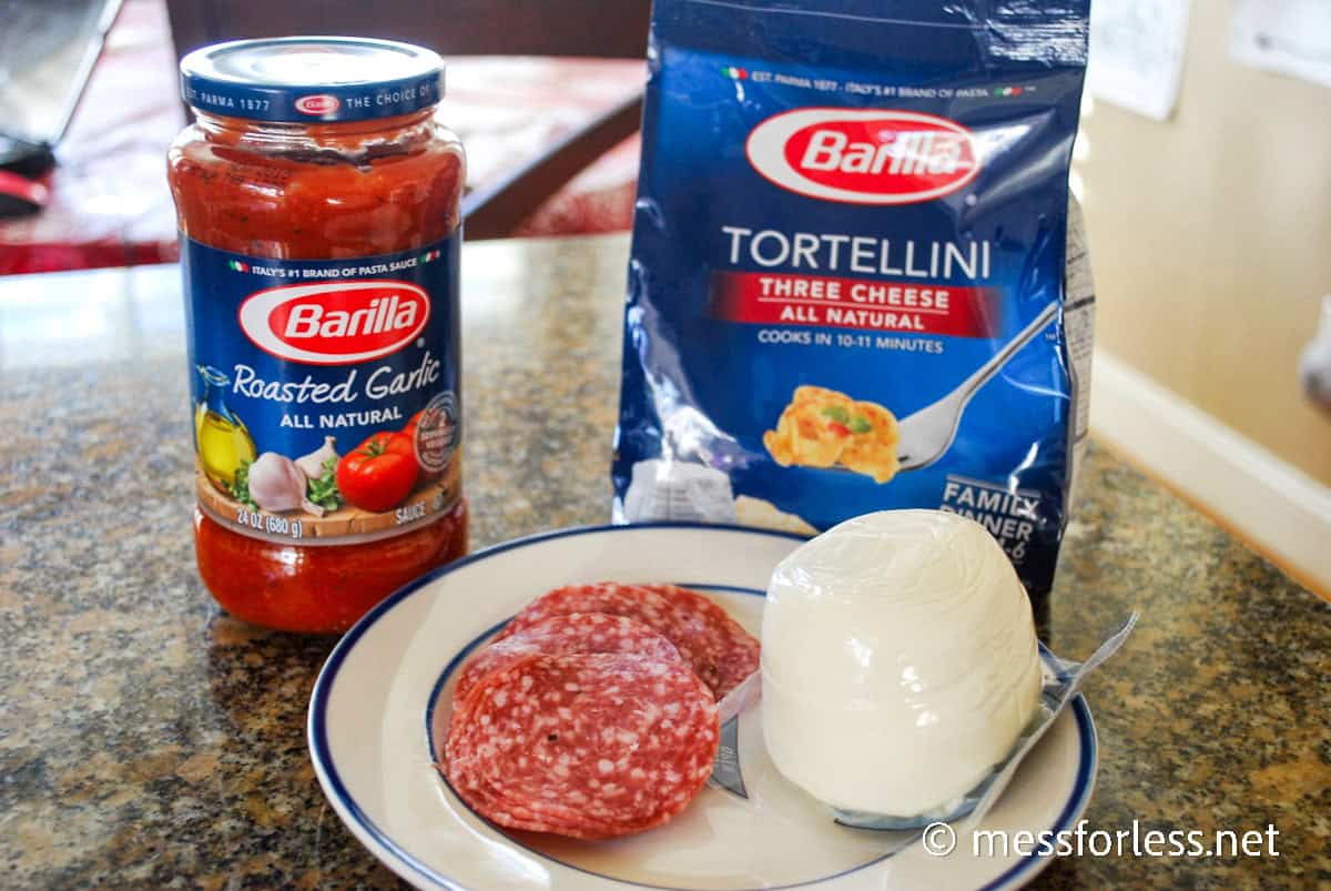 ingredients for Italian tortellini salad