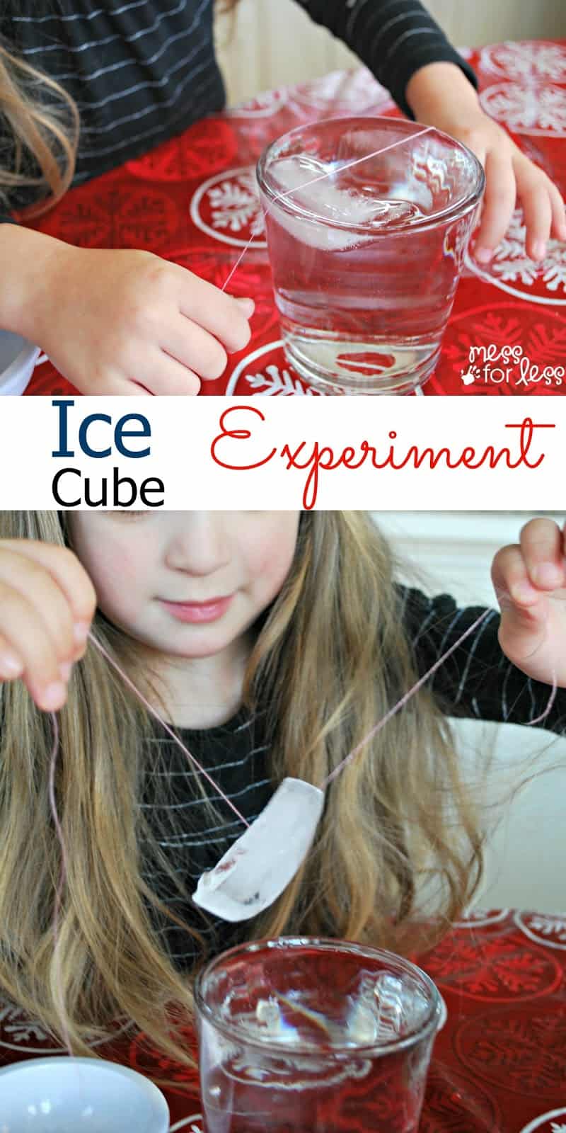 Ice Cube Experiment - Can you pick up an ice cube using a piece of thread? Find out how in this simple science experiment for kids.