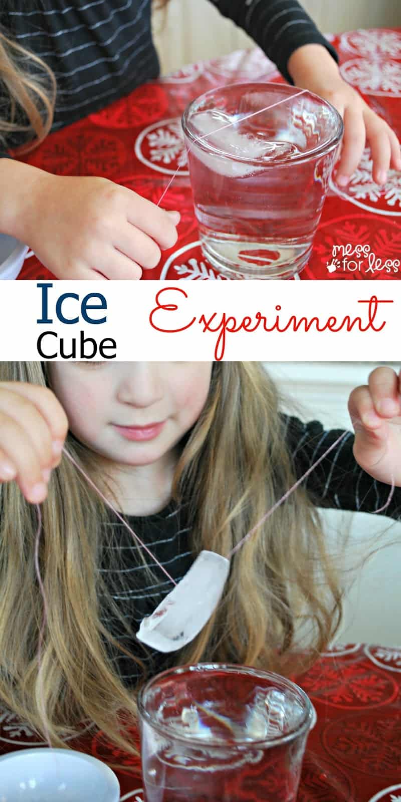 Ice Cube Experiment Ice Cube Experiment - Can you pick up an ice cube using a piece of thread? Find out how in this simple science experiment for kids.