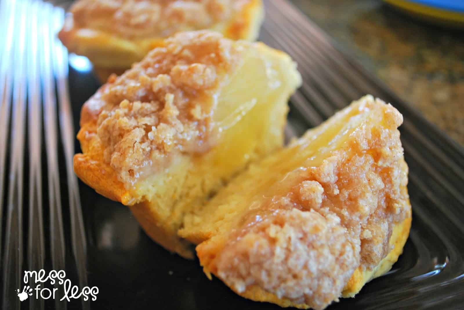 apple pie filling in an apple pie muffin