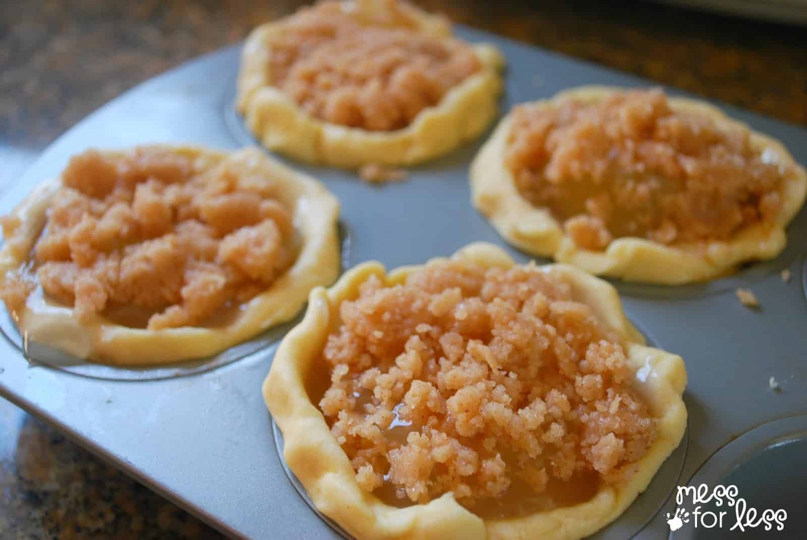 ready to go in the oven apple pie crescent muffins