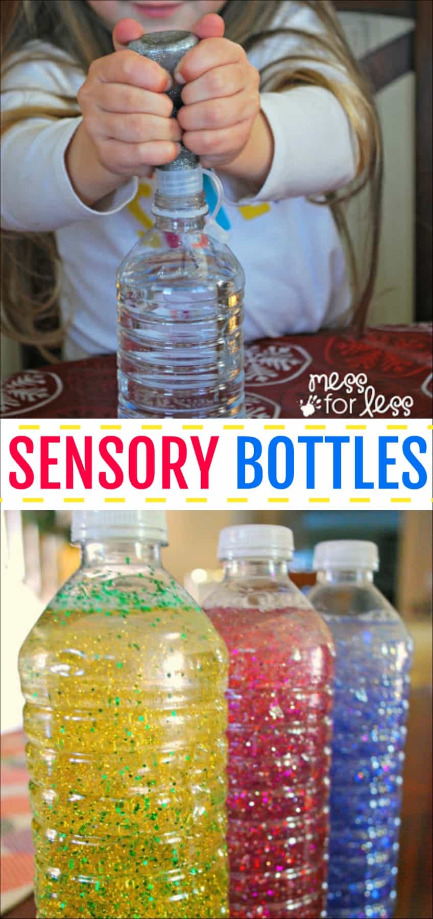 Sensory bottles - these calming bottles are great for little ones to explore and for preschoolers to use during a cooling off period. 