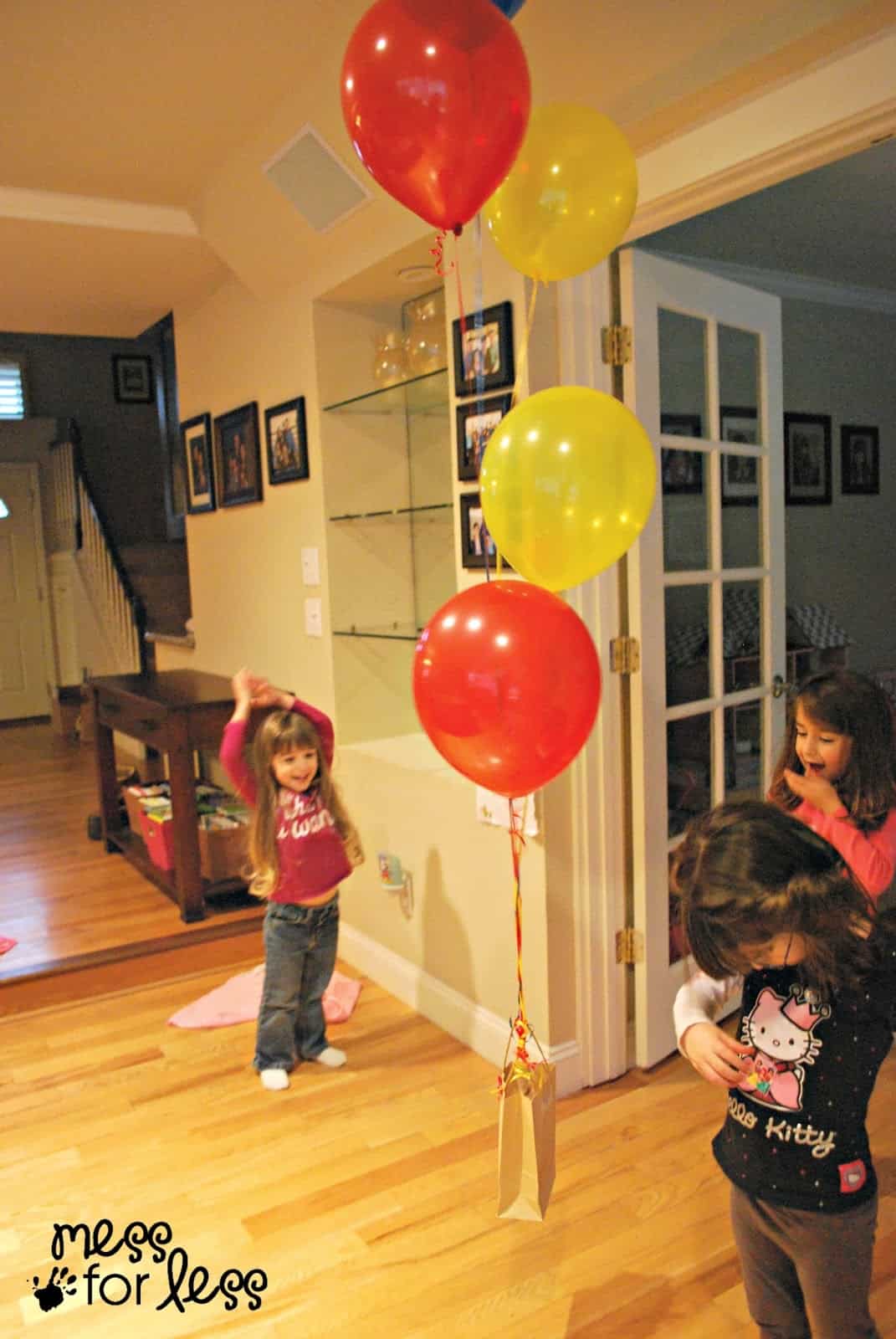 Balloons lifting a bag