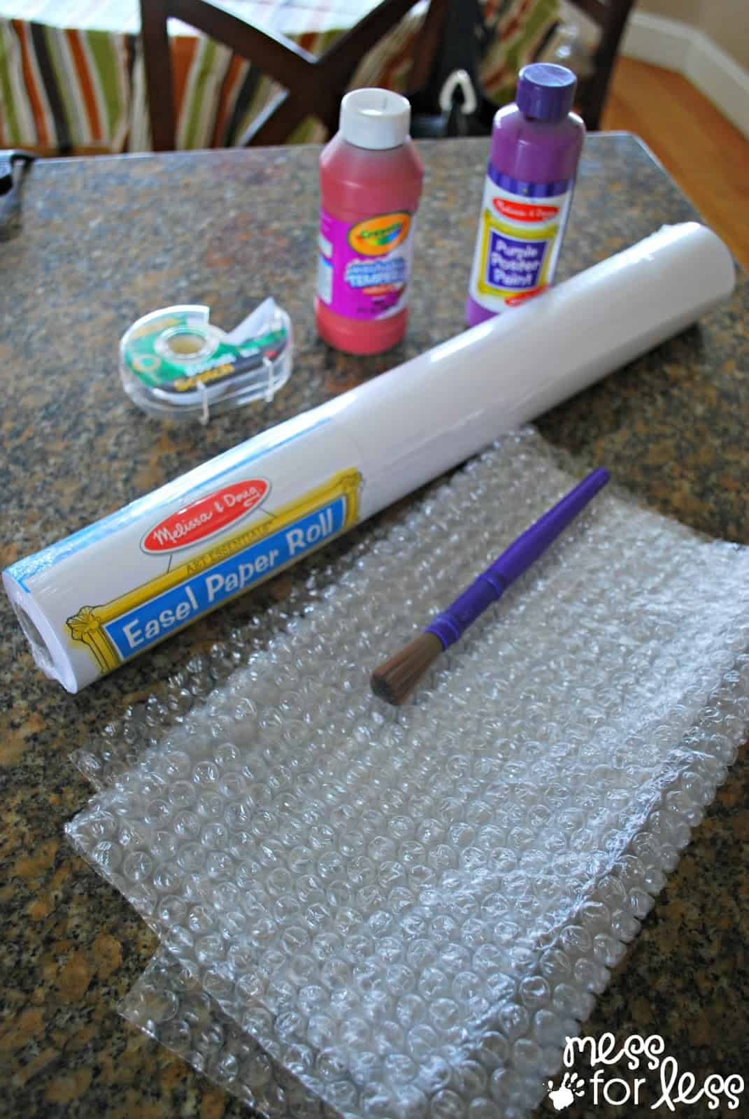 bubble wrap and easel paper