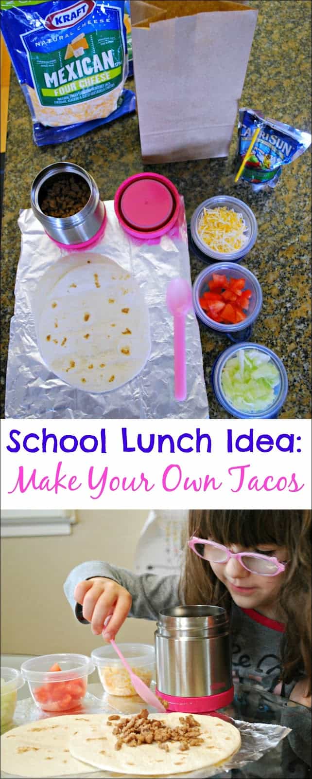 School Lunch Idea: Make Your Own Tacos - Are your kids tired of the same old school lunches? Let them build their own tacos. #ad