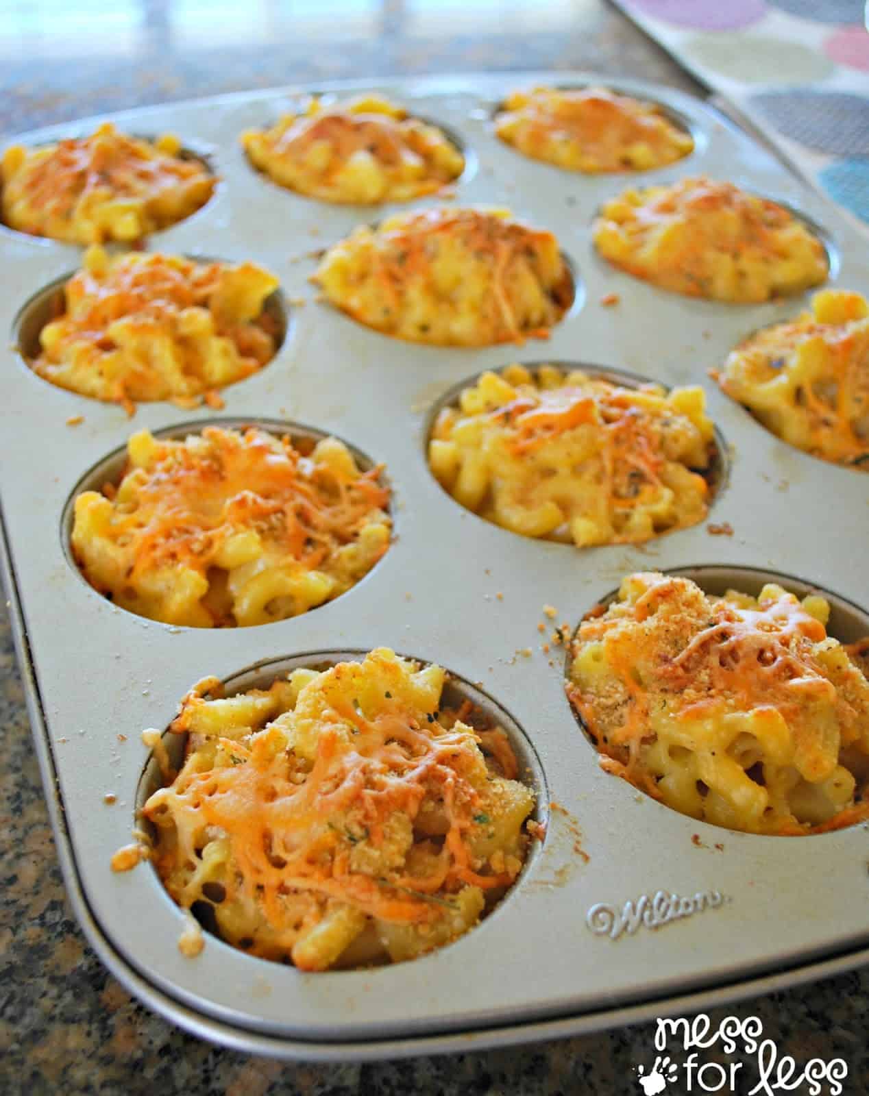 mac and cheese muffins in pan
