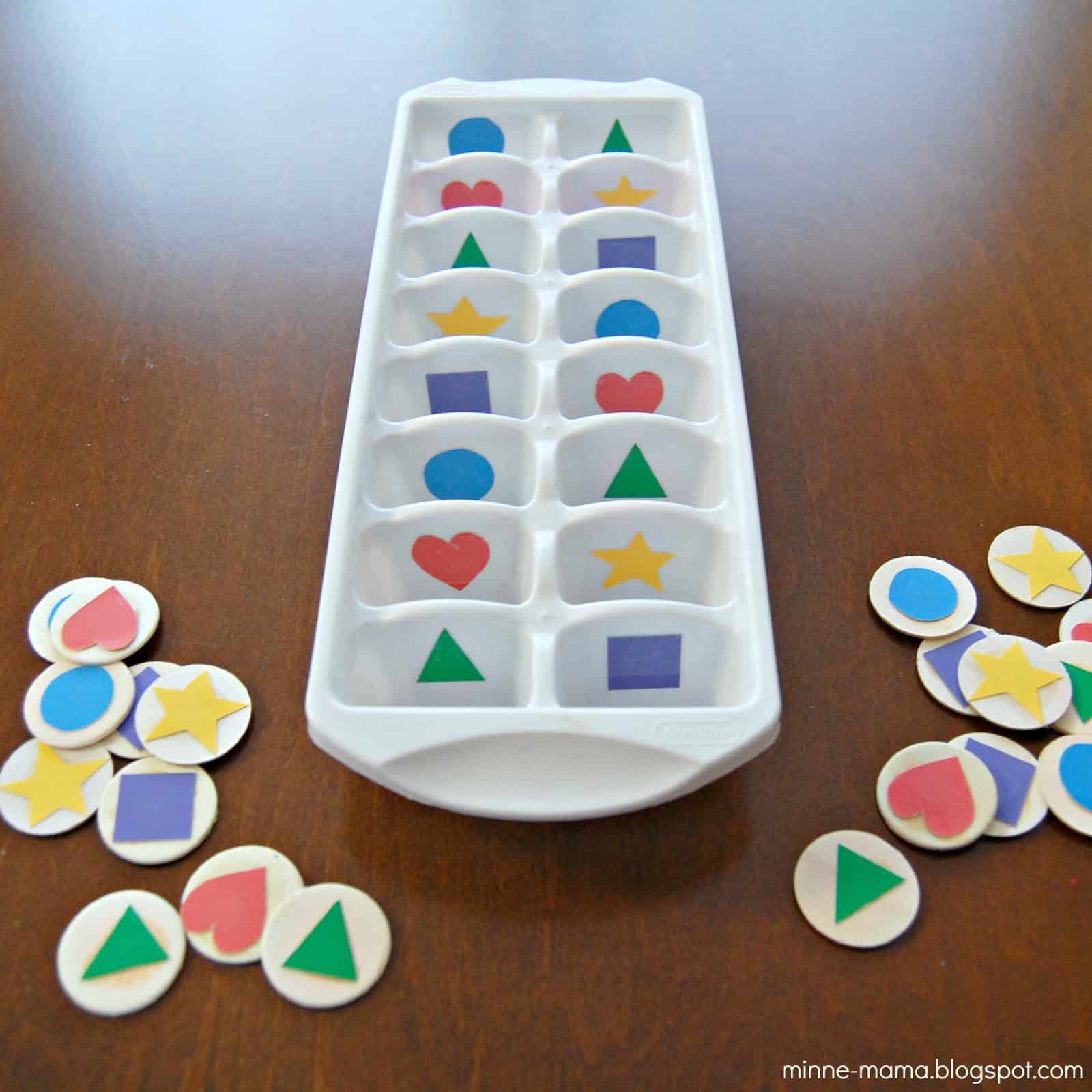 ice tray with colorful shapes