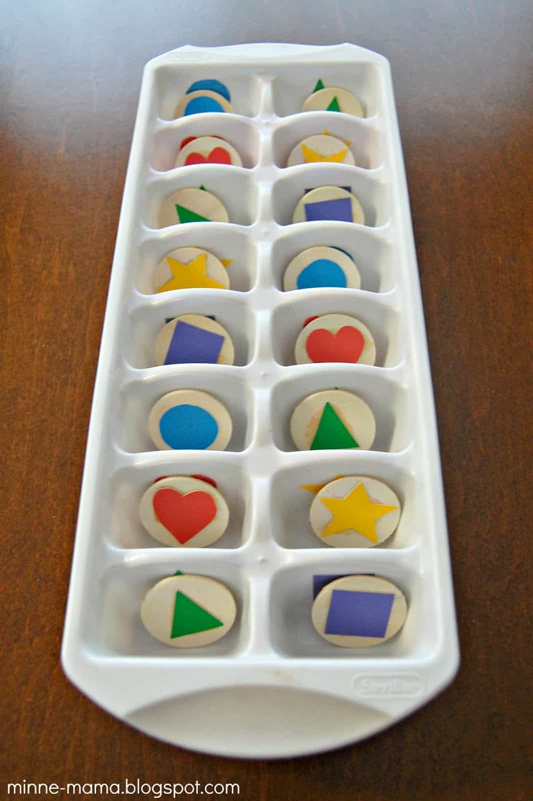 ice tray with colorful shapes