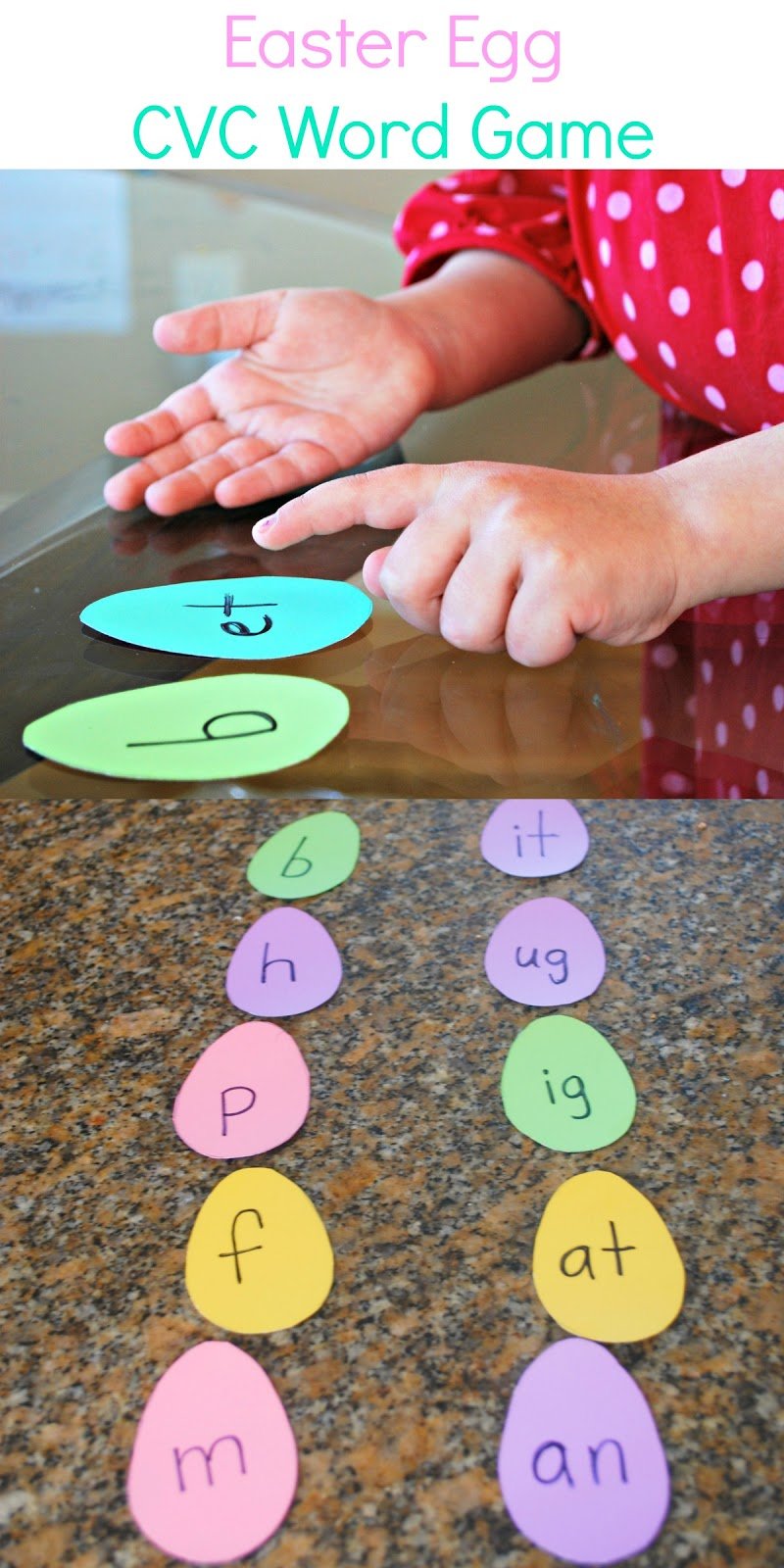Easter Egg CVC Word Game - Easy to make game helps kids learn to make words.