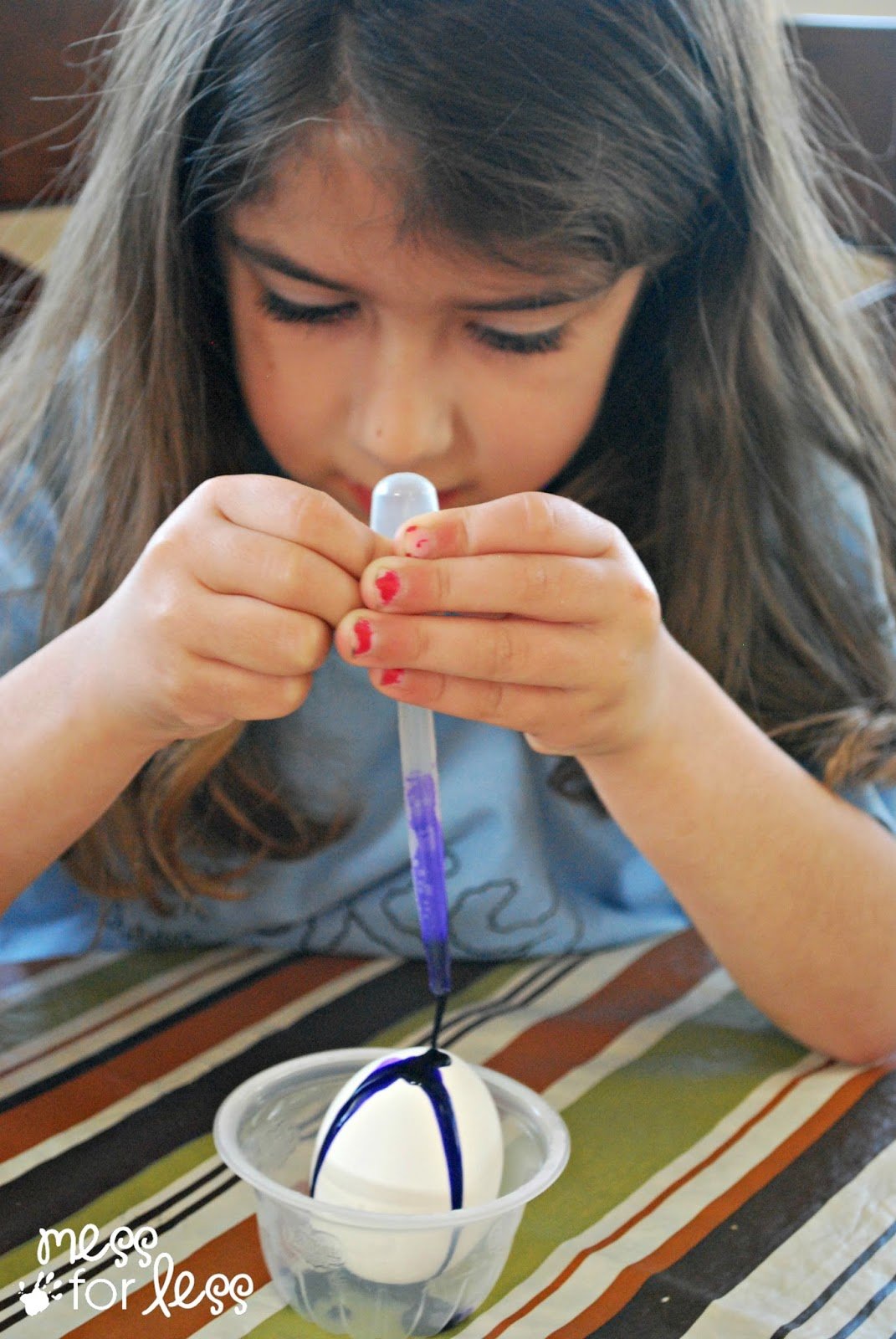 decorating Easter eggs with a dropper.