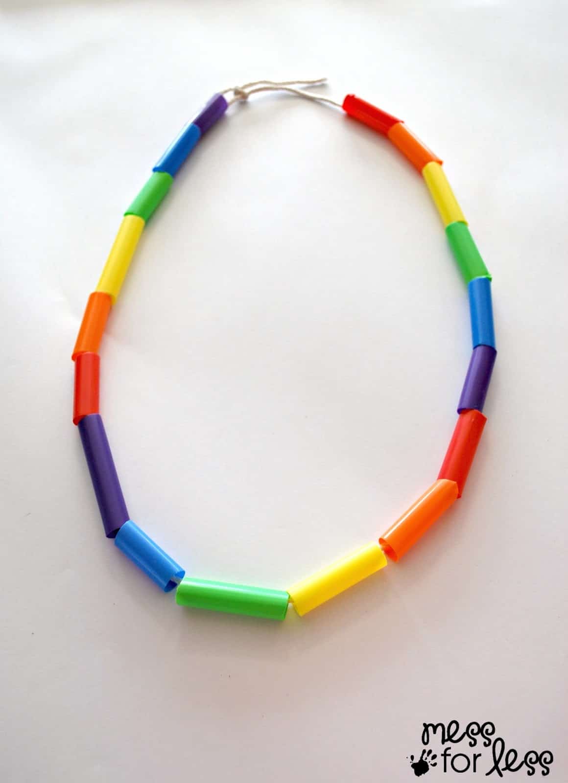 Rainbow necklace made from straws