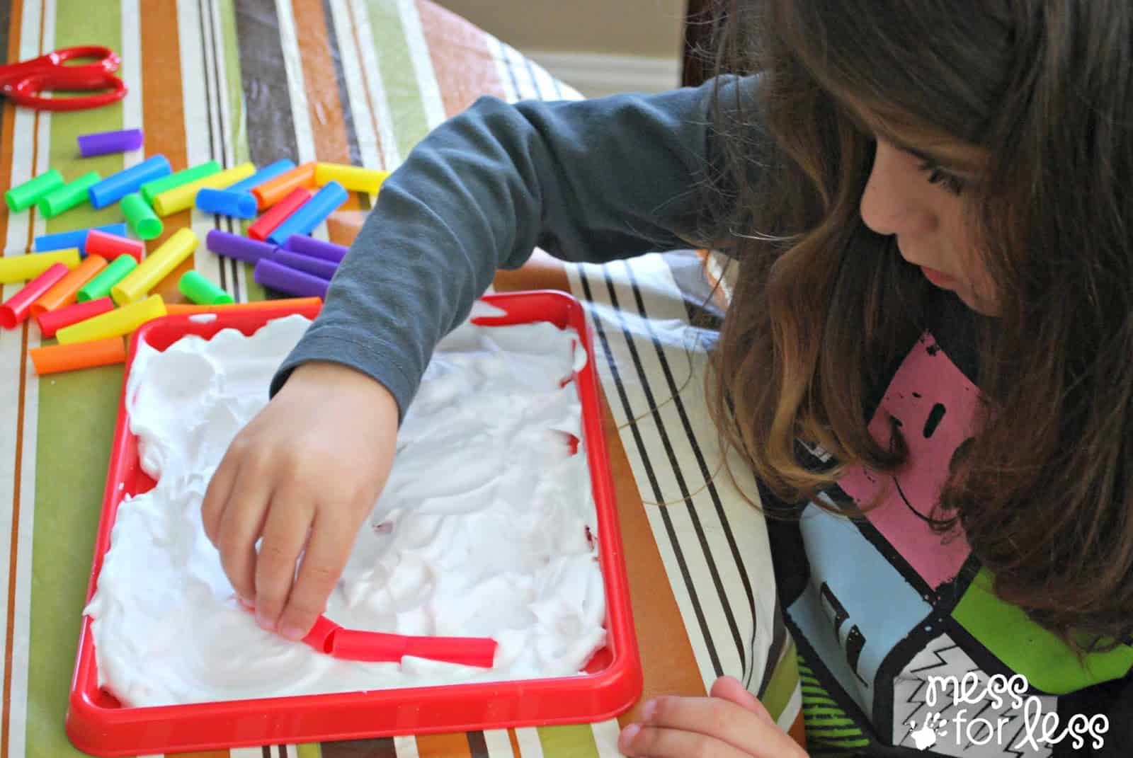 shaving cream and straws