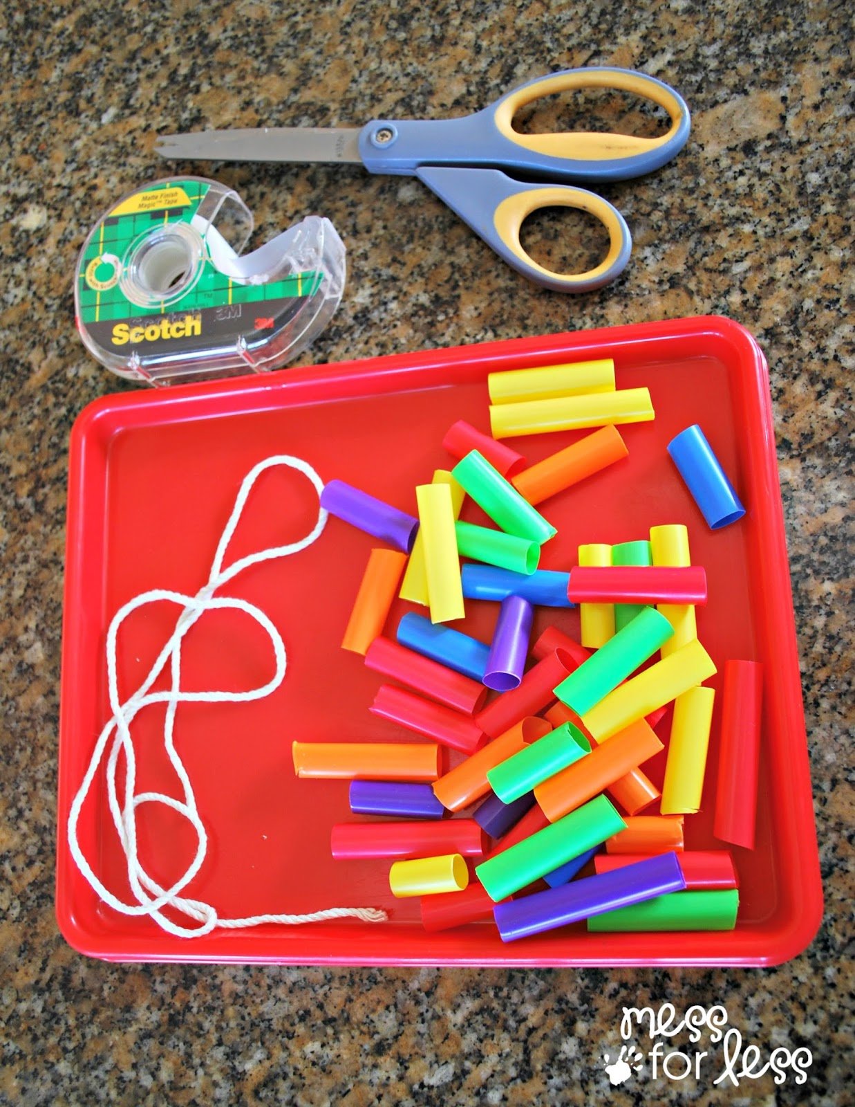 cut straws, tape, scissors