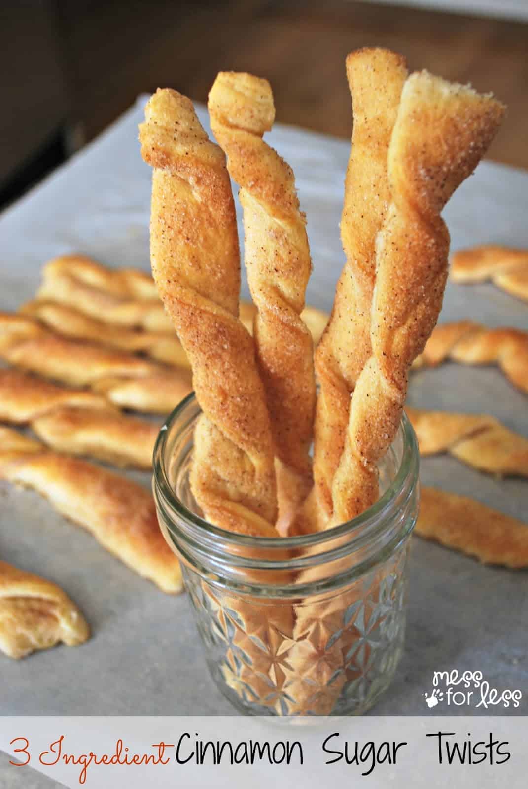 3 Ingredient Cinnamon Sugar Twists - These are a cinch to make and will make your house smell amazing!