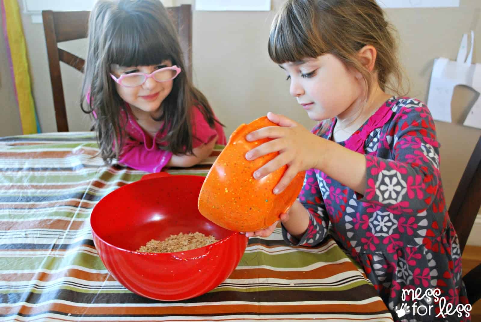 making oatmeal playdough