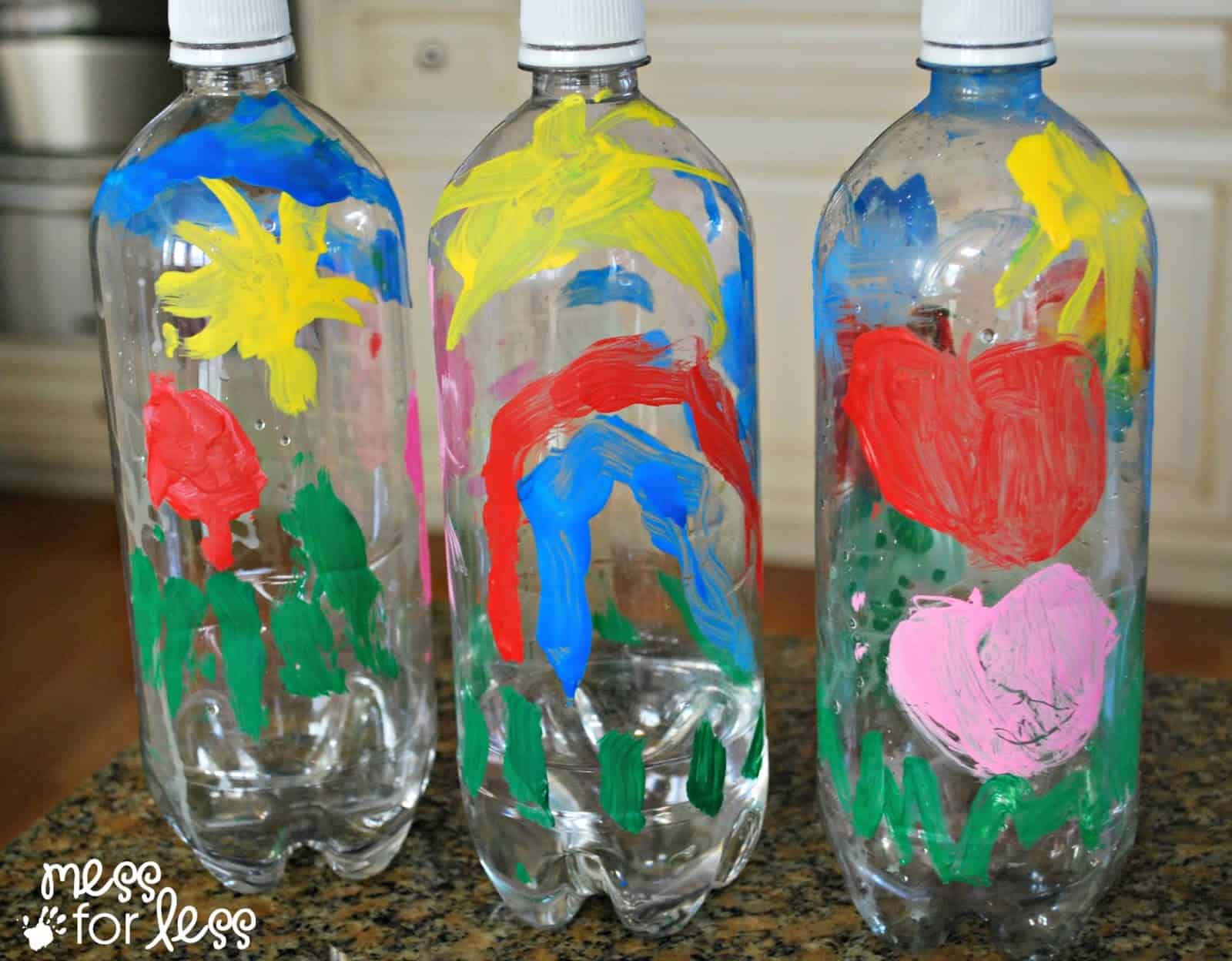 painted plastic bottles