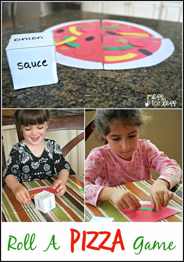 Roll a Pizza Game - Free printables to make your own pizza game while you wait to enjoy a Tony's Pizza. #tonyspizzeria #PMedia #ad