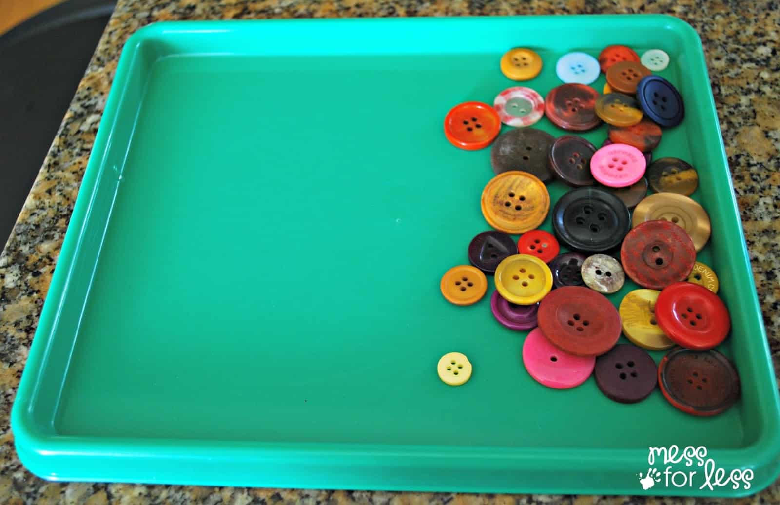 tray of buttons