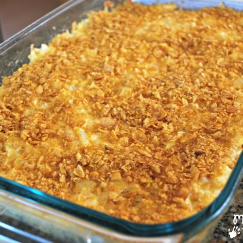 Hash Brown Casserole with Corn Flakes Mess for Less