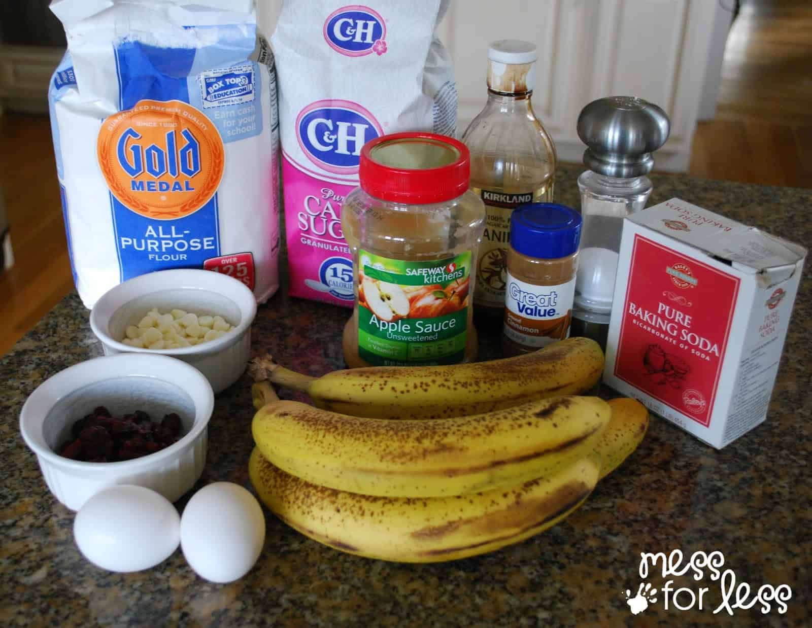 Ingredients for banana bread