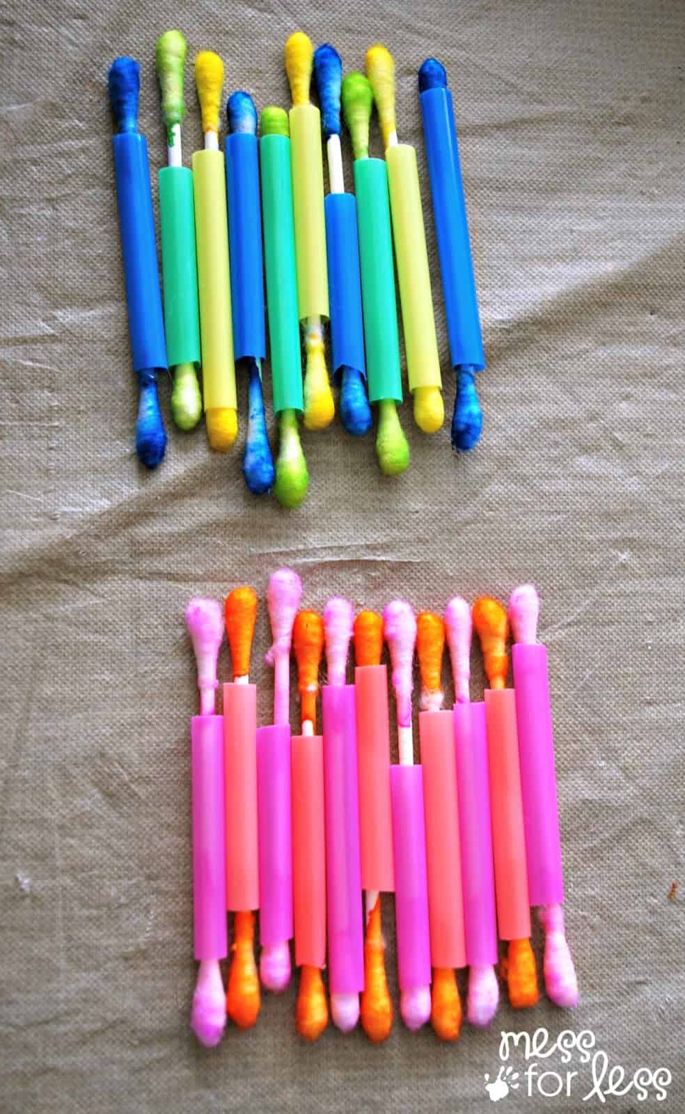 dyed q-tips activity