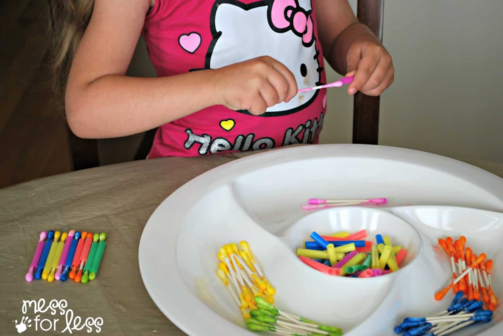 fine motor play with q-tips