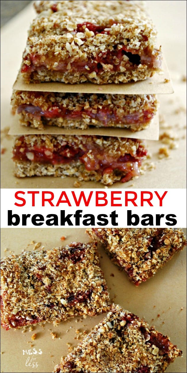 Strawberry Breakfast Bars Recipe - This easy breakfast bar recipe tastes better than those store bought bars. This breakfast bar recipe is great for kids and makes a wonderful snack as well. #breakfast #breakfastbars #barsrecipe #breakfastbarrecipe