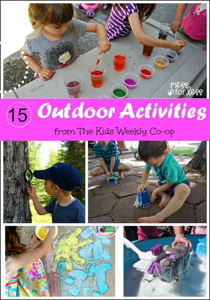 Get the kids outside with these outdoor activities that will encourage kids to move, learn and have fun. So many ideas for outdoor play.
