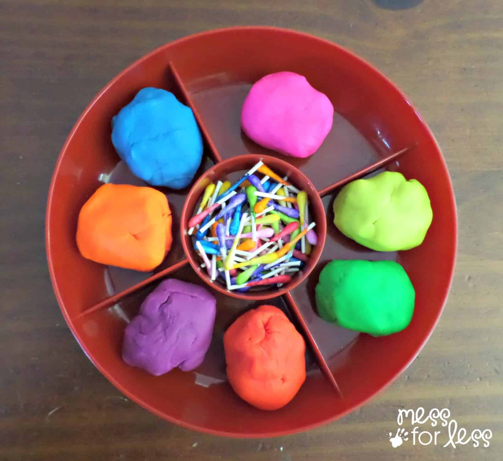 Fine Motor Activity with Playdough and Q-Tips