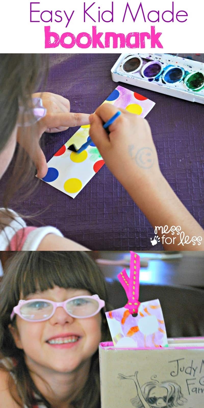 Easy Kid Made Bookmark - watercolor resist bookmarks are easy to make and fun to use and give as gifts.