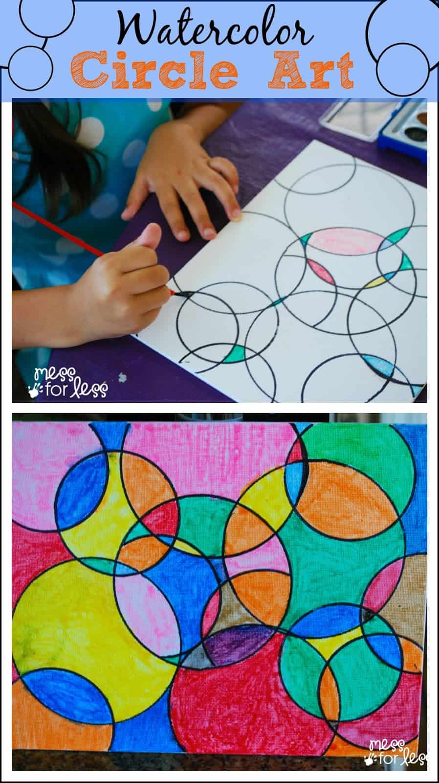 Kids Art Projects - Watercolor Circle Art. The results are always eye catching no matter how kids chose to paint it!