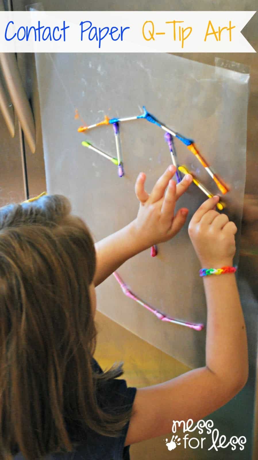 Contact Paper Crafts with Q-Tips - This is a great activity to keep kids busy while you are getting dinner ready!