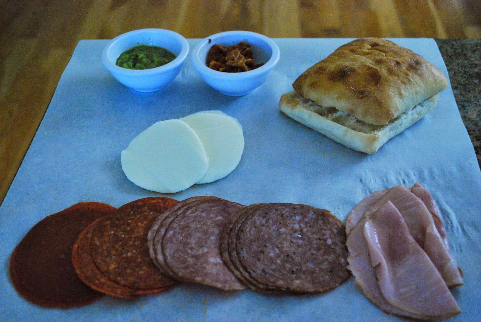 Ingredients for a Toasted Italian Sandwich