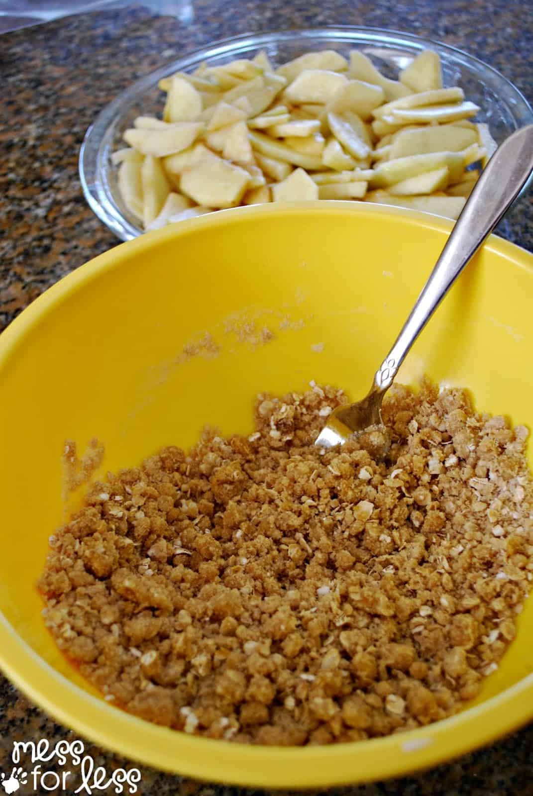 making crumble for apple crisp