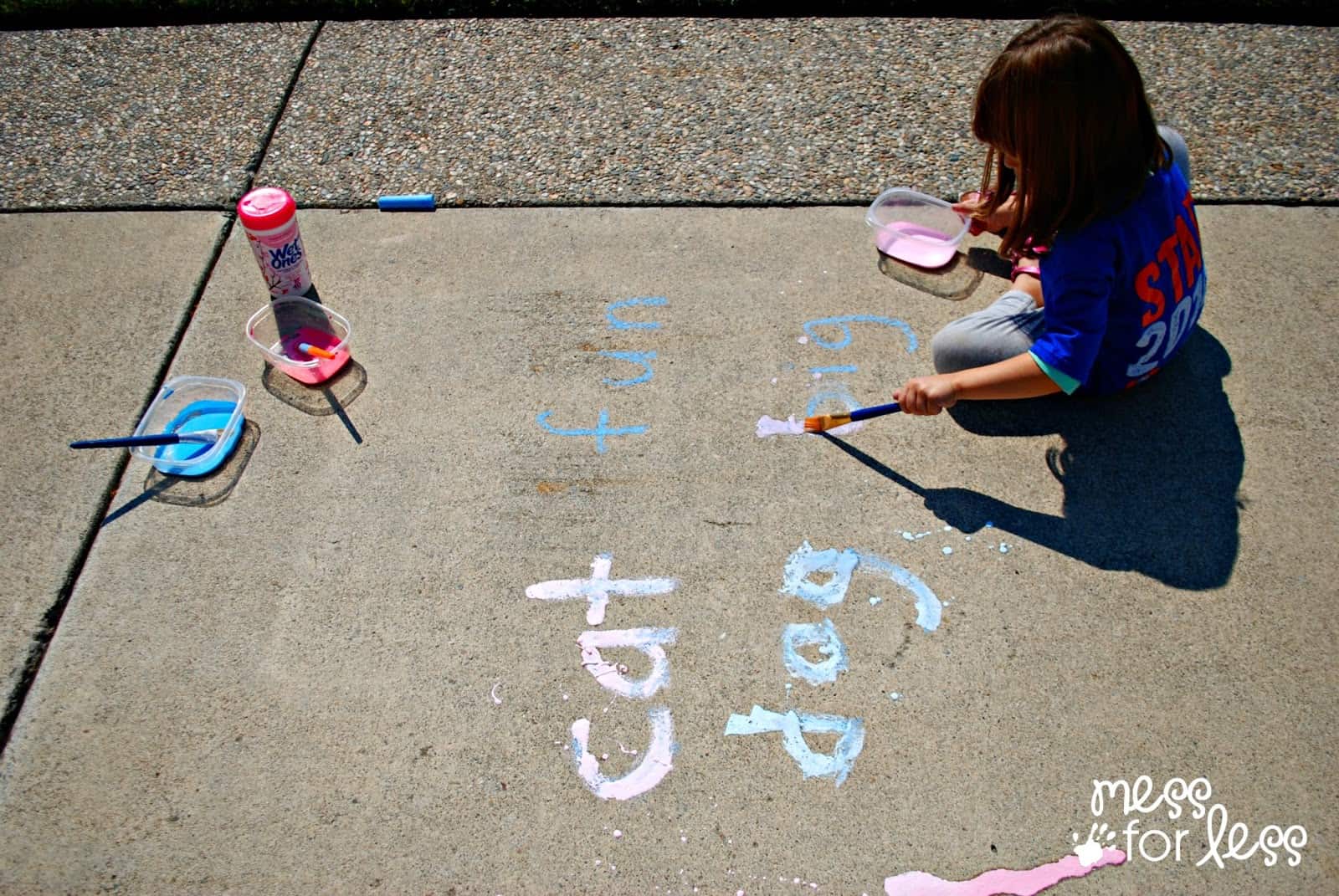 Painting words with sidewalk paint
