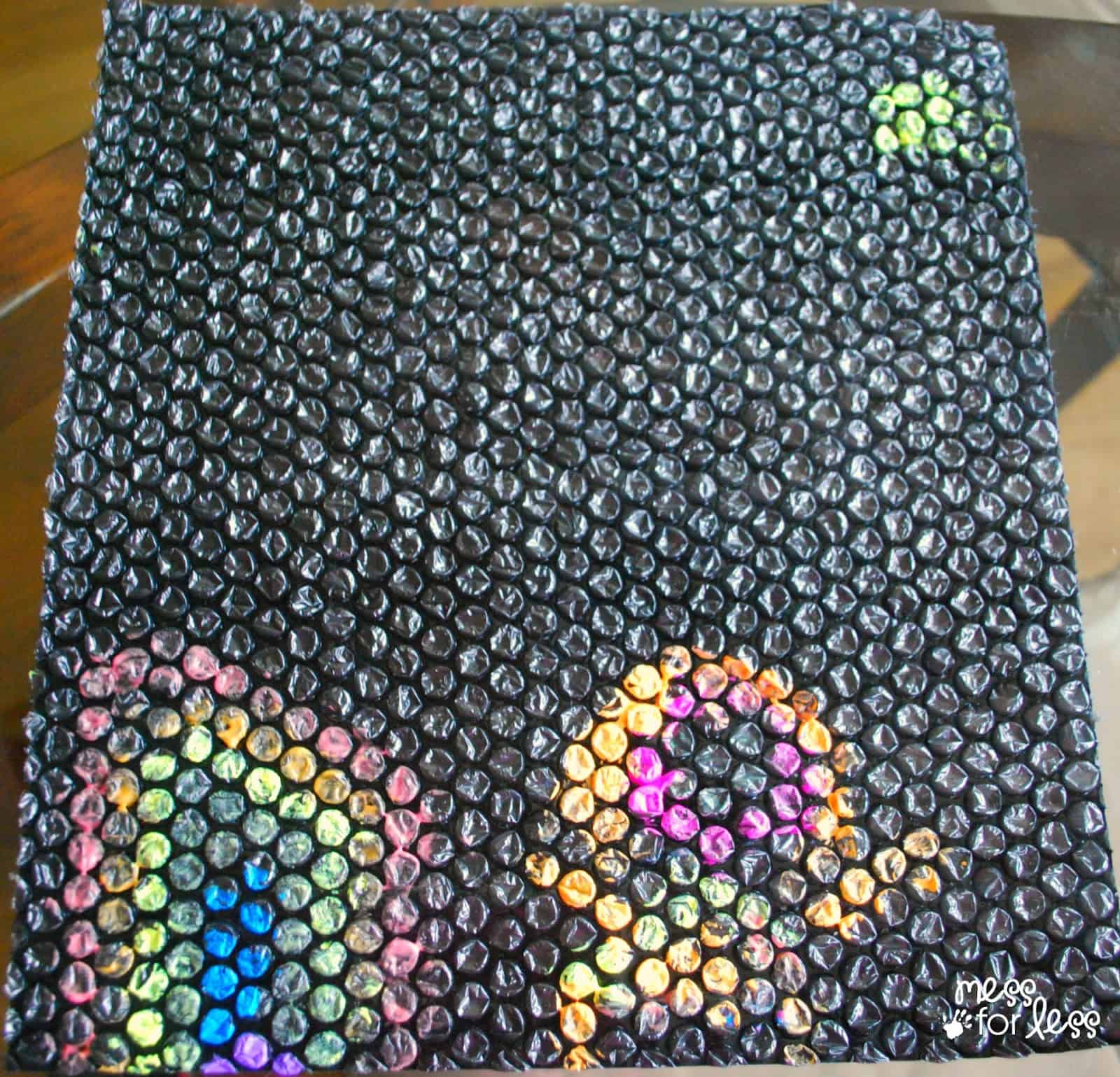 painted black bubble wrap