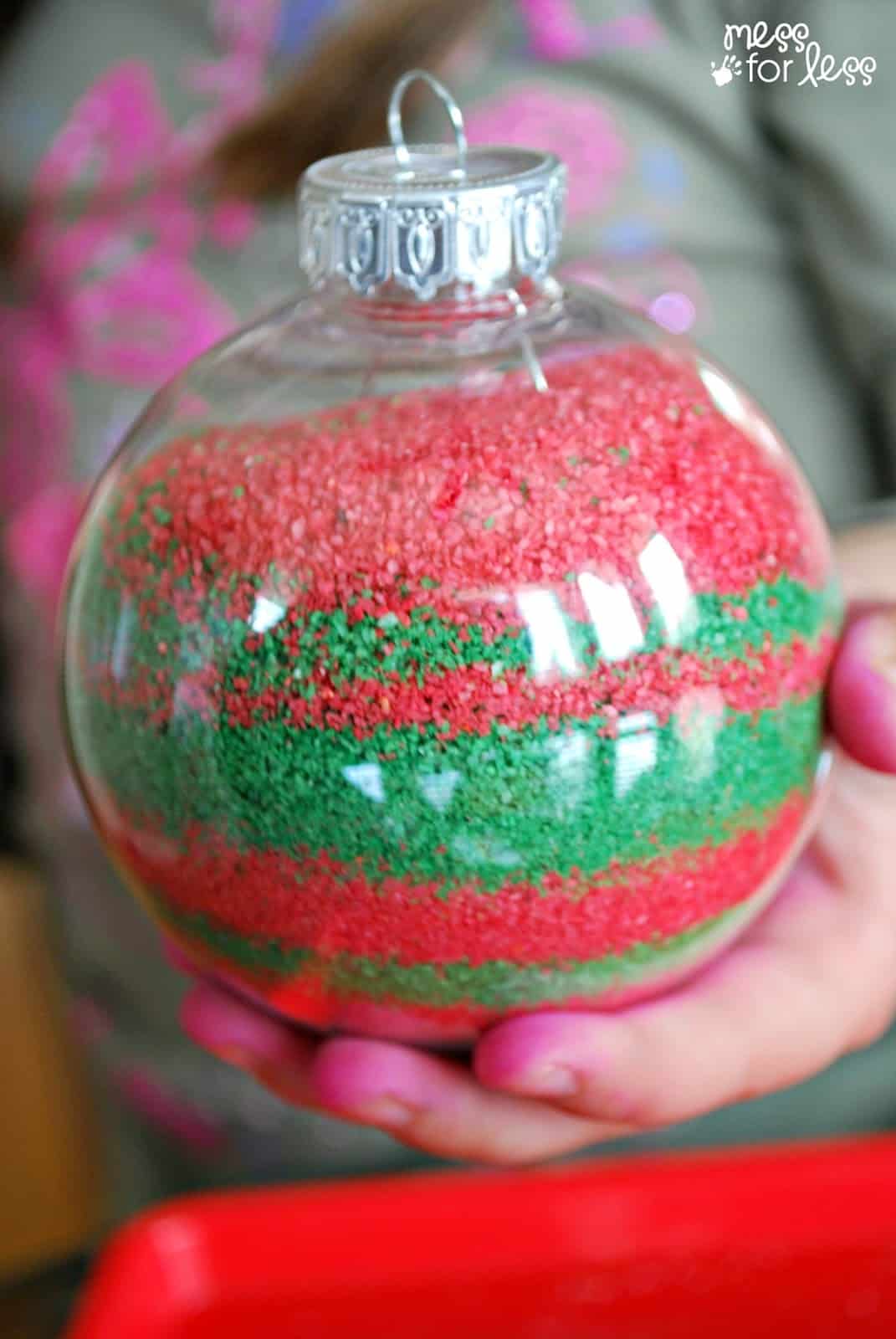 Red and Green Striped Sand Christmas Ornament