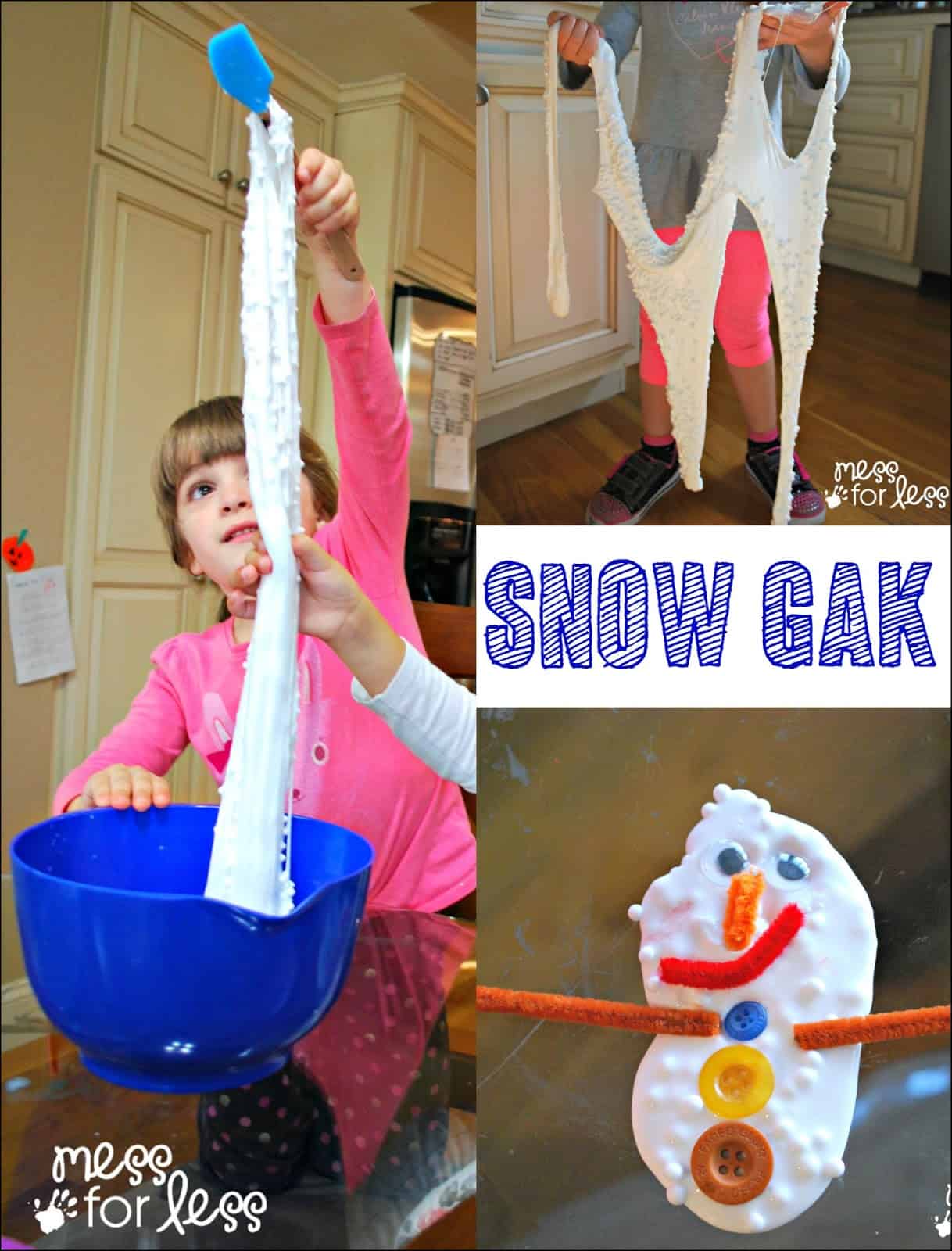 Snow Gak Sensory Play - simple to make snow slime will delight and amaze your kids as they stretch, squish and play.