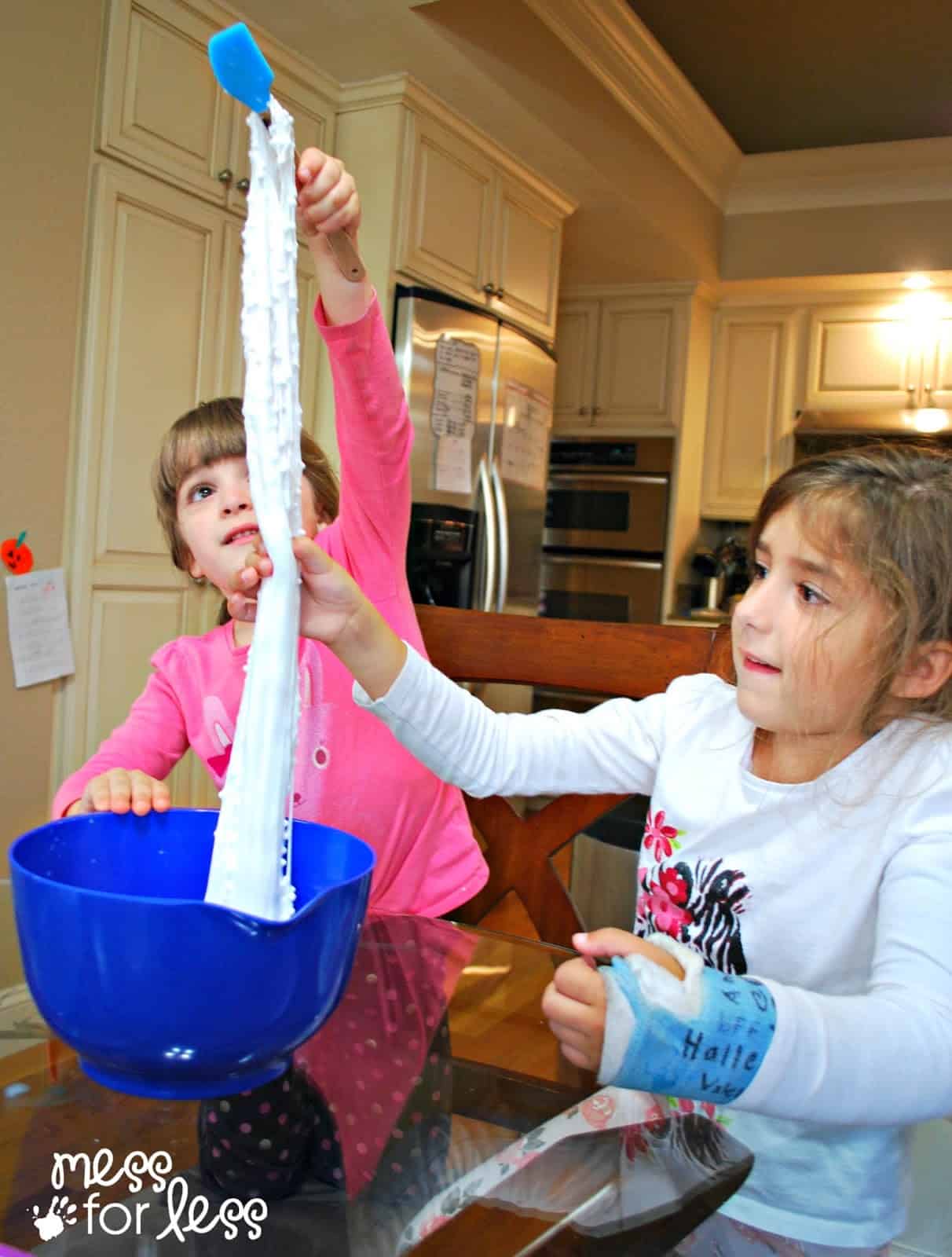 kids playing with slime