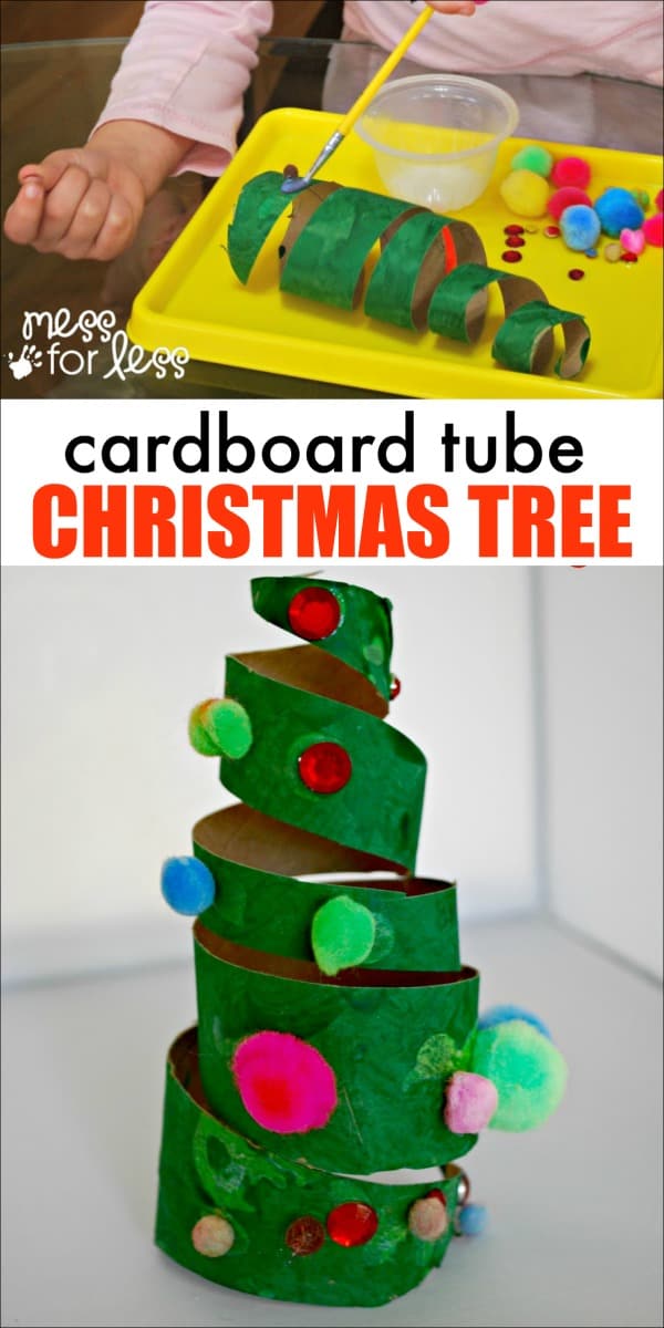 Christmas Crafts for Kids - Cardboard Roll Christmas Trees. Such a great way to used those empty tubes we all seem to have lying around. My kids had such fun decorating their trees! #christmas #christmascrafts #kidscrafts